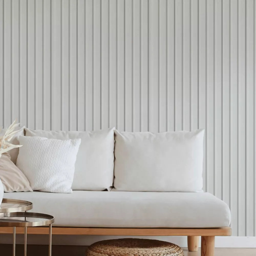 Parete con doghe 3D Legno in MDF White – 119x16x2750 mm