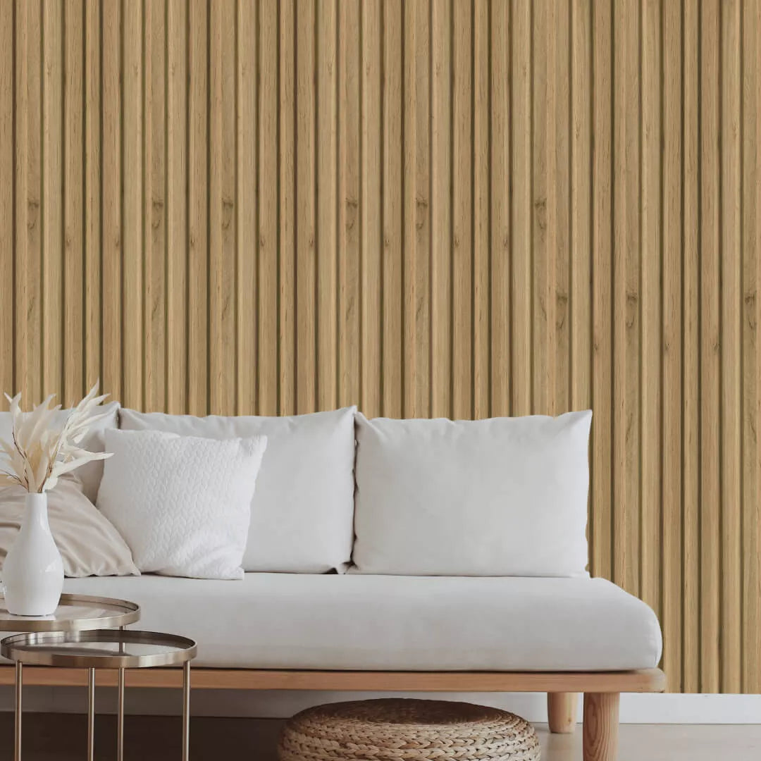 Parete con doghe 3D Legno in MDF Noce – 119x16x2750 mm