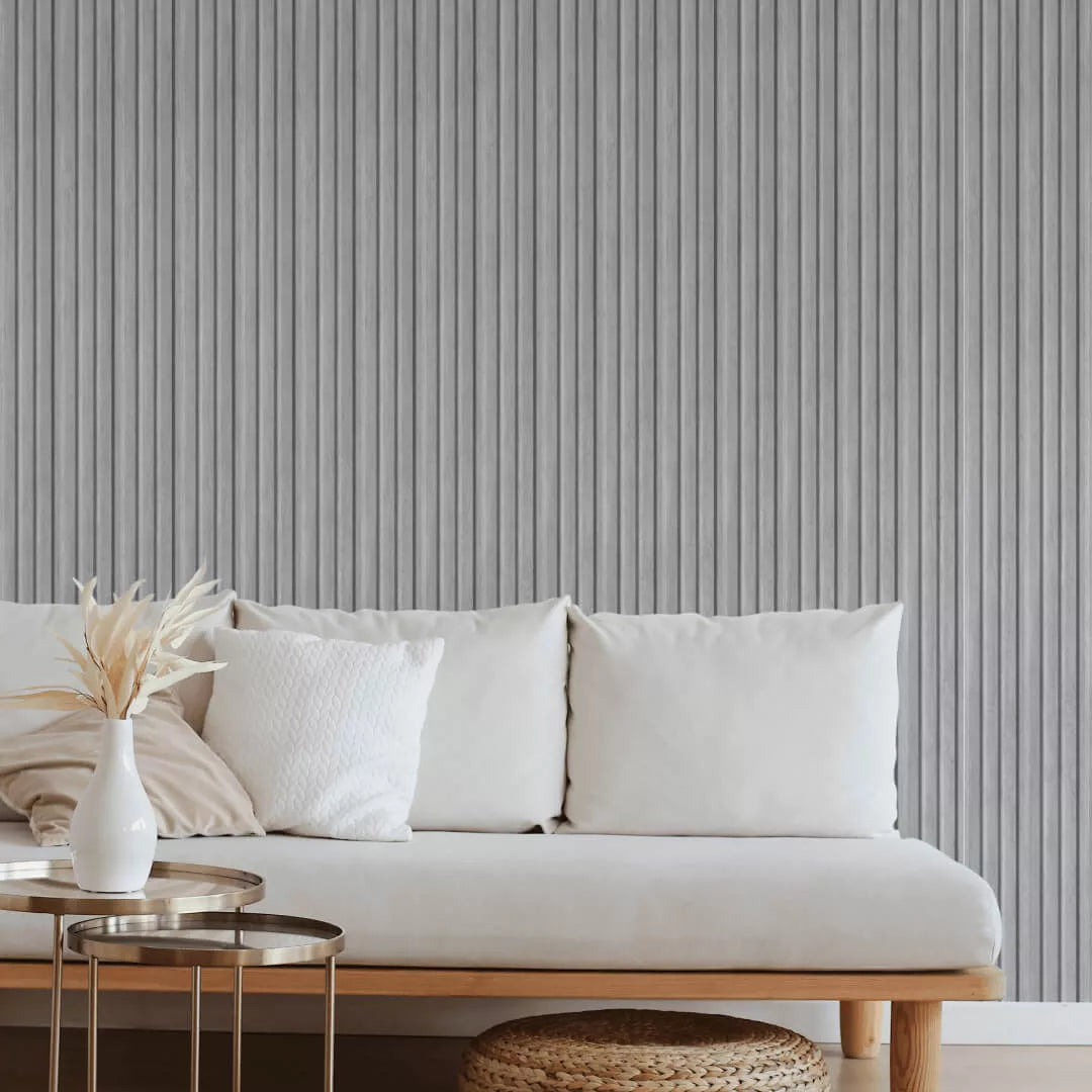 Parete con doghe 3D Legno in MDF Grigio Chicago – 119x16x2750 mm