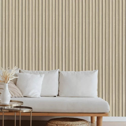 Parete con doghe 3D Legno in MDF Naturale – 119x16x2750 mm